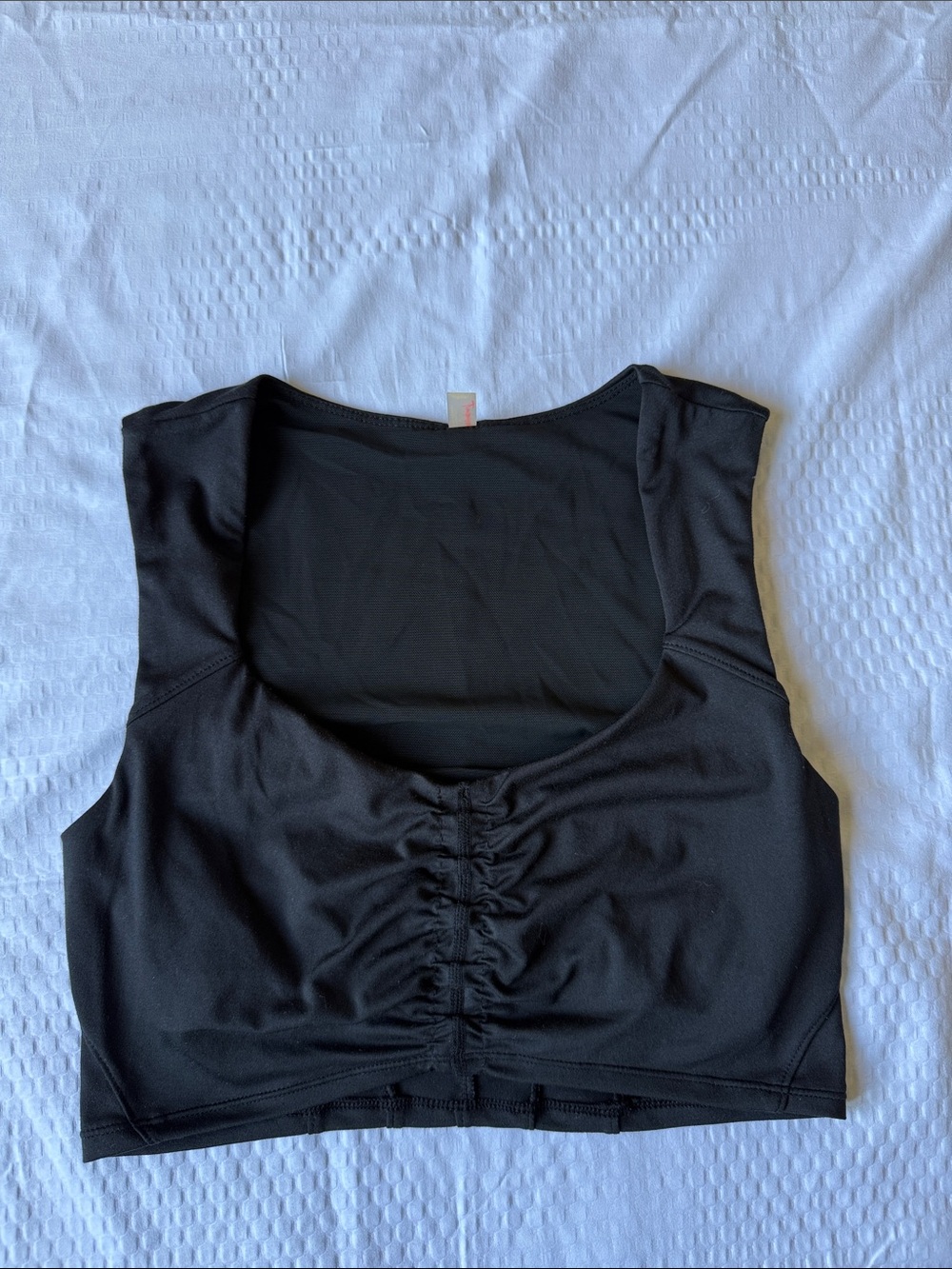 Free People Black Ruched Front Crop Tank - Picture 2 of 7